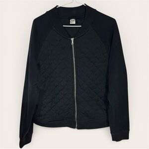 Old Navy Black Quilted Fleece Bomber Jacket - Size XL